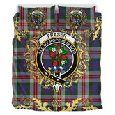 Fraser Red Dress Tartan Crest Bedding Set - Golden Thistle Style